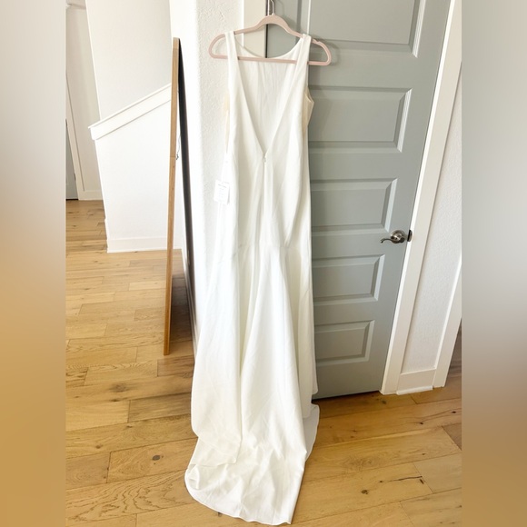 NWT Anthropologie BHLDN Watters Hyde Bateau-Neck Low-Back Trumpet Wedding Gown - Picture 5 of 11